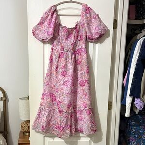 Fate Pink Floral Midi Dress